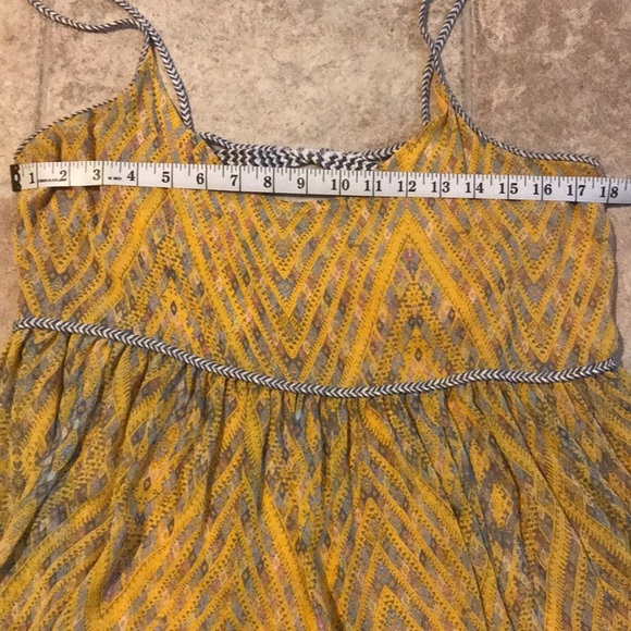 Free People Mustard Periscopes in the Sky Babydoll  Mini Dress Size L - Picture 6 of 7